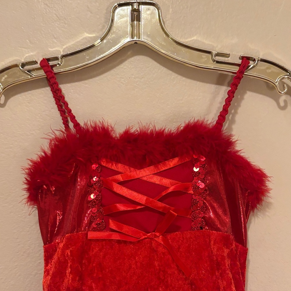 Spirit Red Dance Costume with Fur Trim - Picture 2 of 4